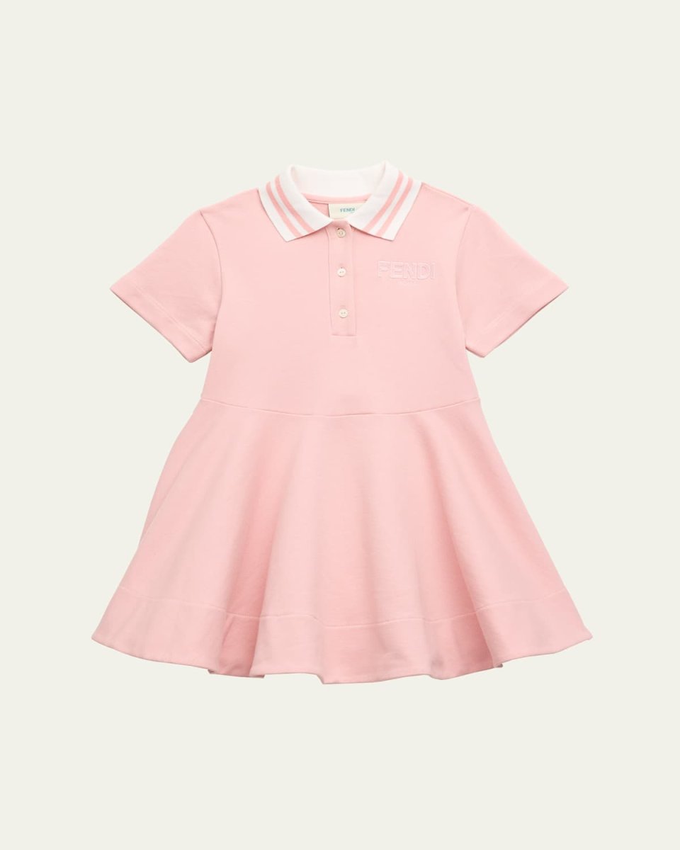 Girl's Embroidered Logo-Print Polo Dress, Size 8-12